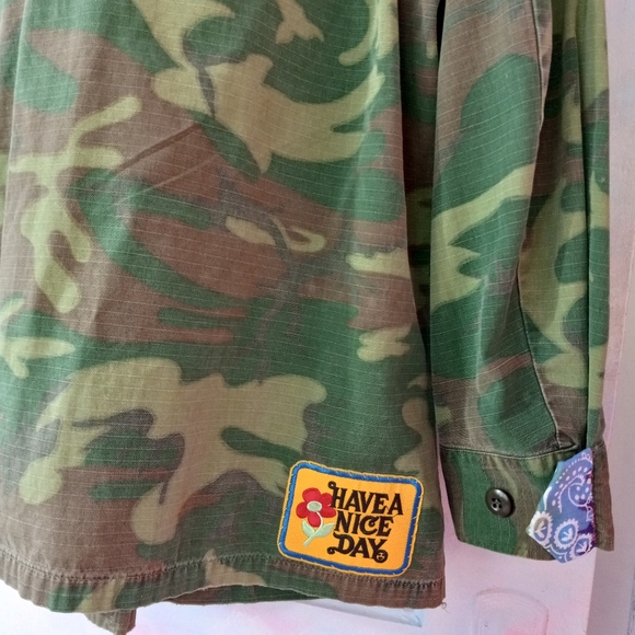 SOLD @MARKET Vintage Army Camo custom trippy hippie Rage patch jacket! - Picture 8 of 8